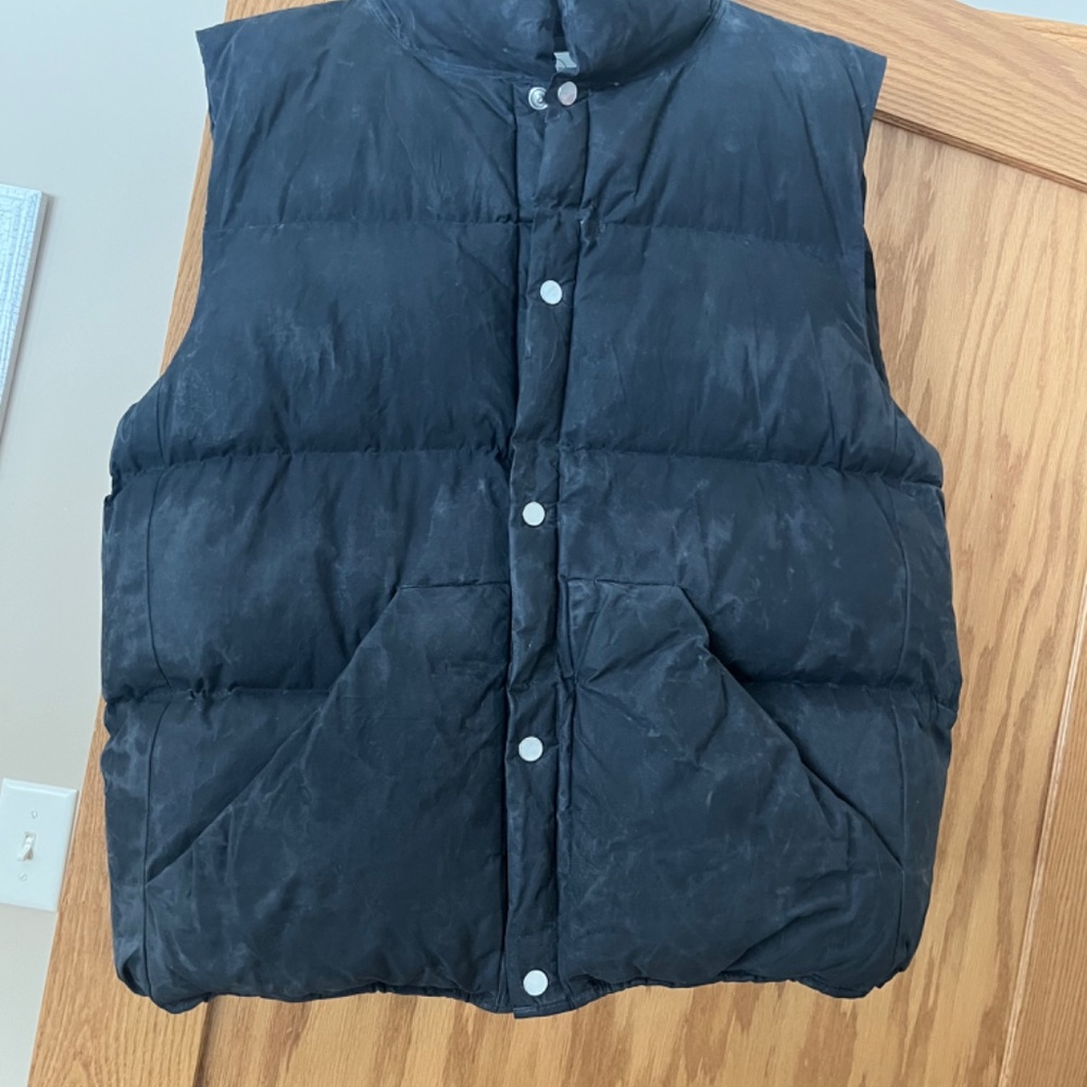 Older brother waxed puff vest-indigo